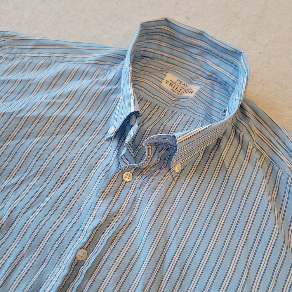 Fray Trillion Shirt Men's XL Blue Striped Button-Up Palm Beach Size IV Italy